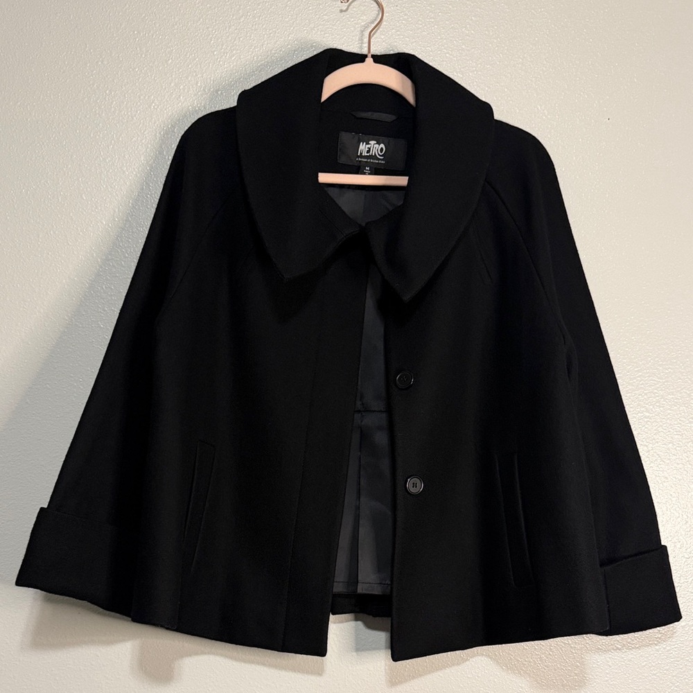 Metro Women's Elegant Black Dress Coat